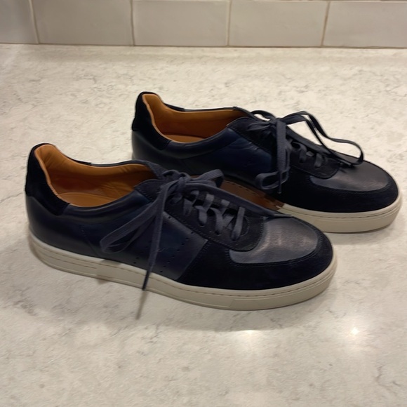 Magnanni Shoes, Navy Leather and Suede Sneakers, size 9 - Picture 3 of 10